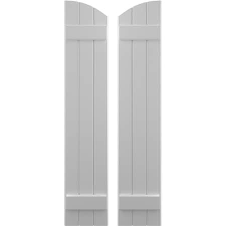 Americraft 3-Board (2 Batten) Wood Joined Board-n-Batten Shutters W/ Ellipt Top, ARW101BE311X35PRH